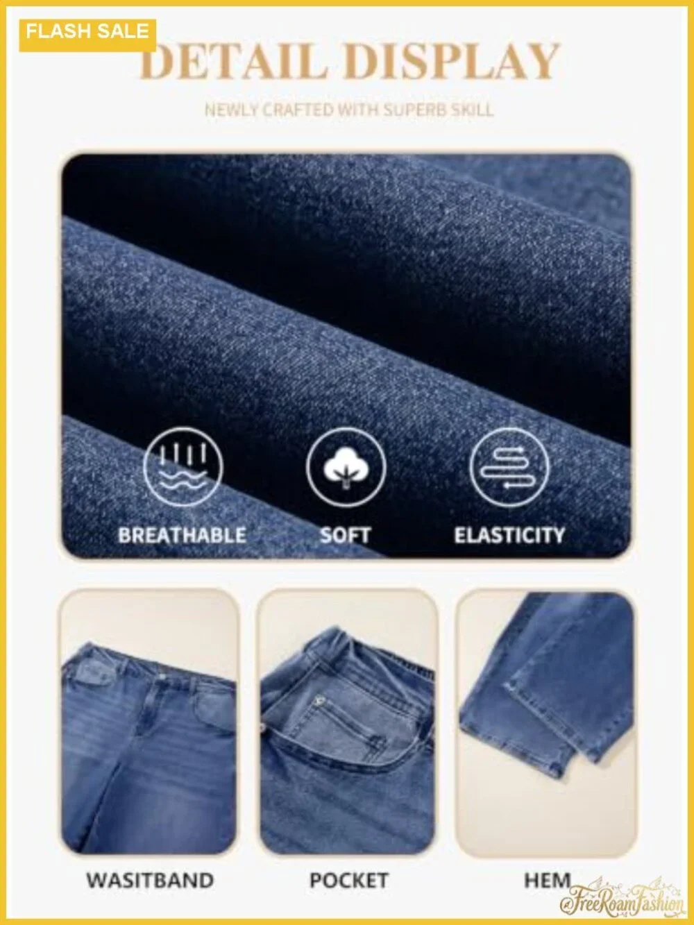 Plus Size High Rise Wide Leg Barrel Jeans Stretchy Denim Pull-On